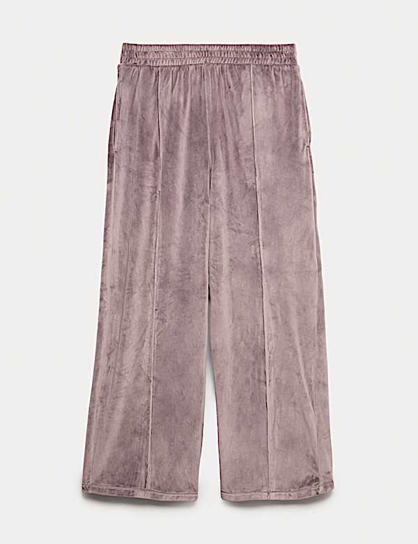 Velour Wide Leg Joggers - AL