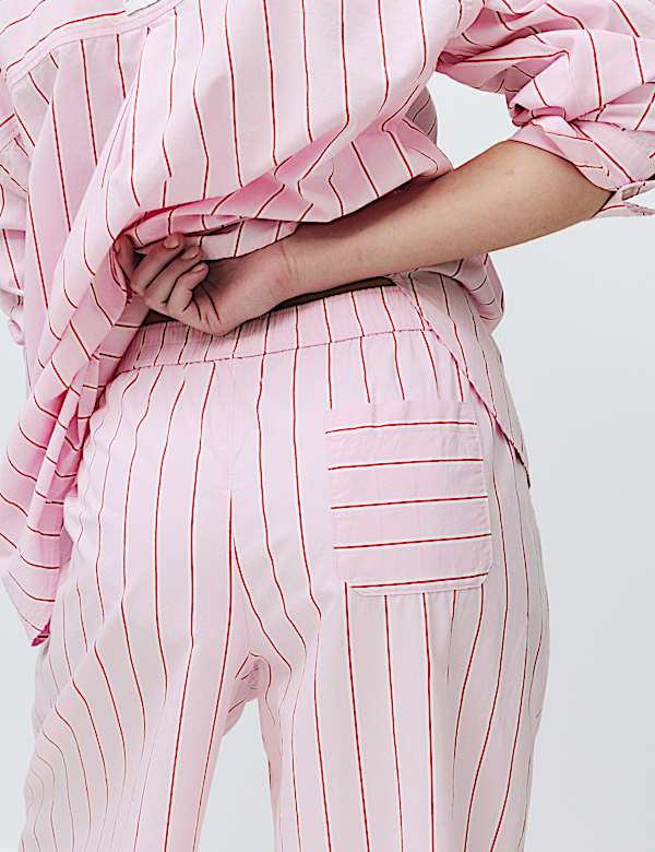 Pure Cotton Striped Wide Leg Pyjama Bottoms