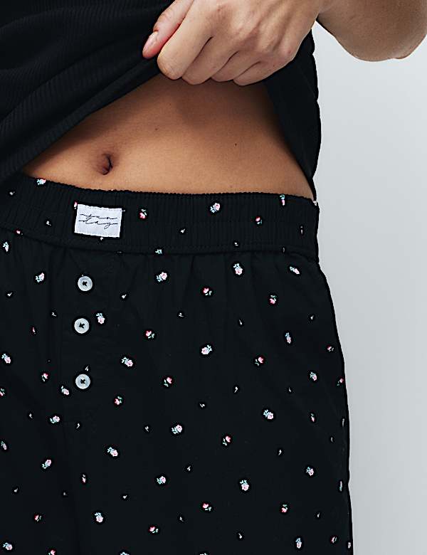 Bas de pyjama coupe large 100 % coton fleuri - BE