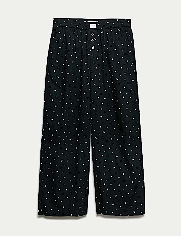 Bas de pyjama coupe large 100 % coton fleuri - BE