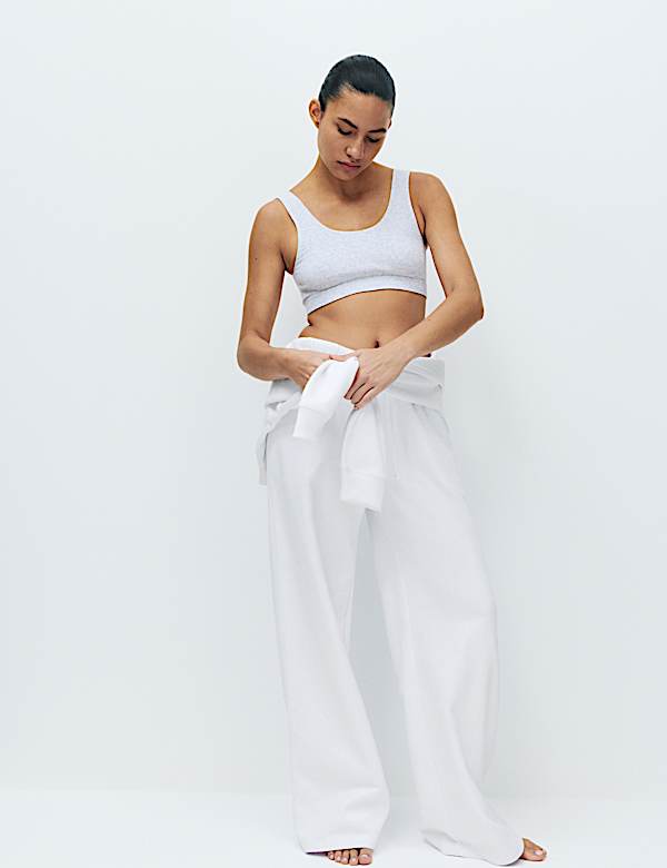 Pantalon de jogging d&rsquo;int&eacute;rieur coupe large en coton envers bross&eacute; - BE