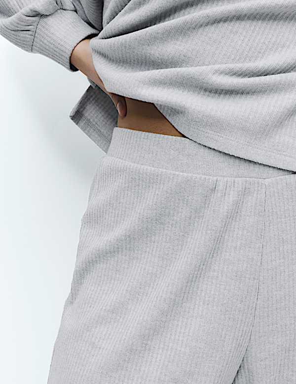 Cosy Knit Ribbed Wide Leg Lounge Joggers - JP