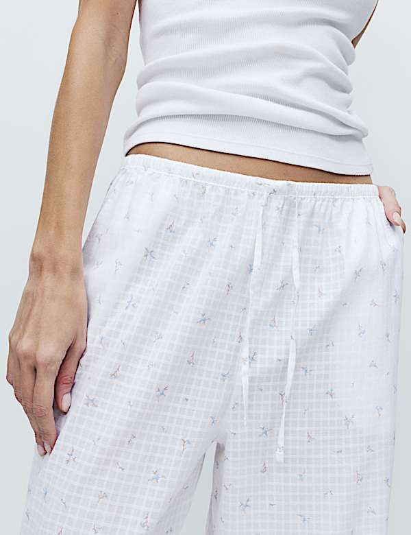 Pure Cotton Floral Check Pyjama Bottoms - AT