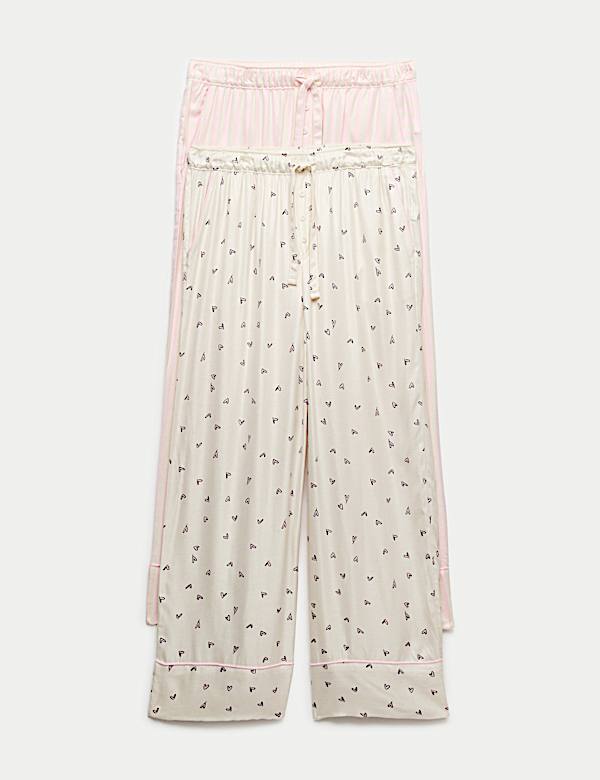 2 Pack Twill Wide Leg Pyjama Bottoms