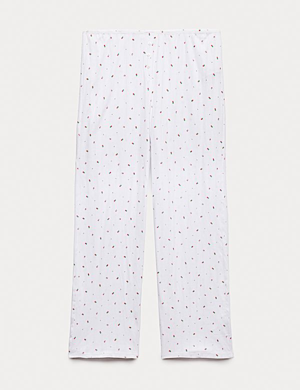 Bas de pyjama en maille pointelle 100 % coton fleuri - FR