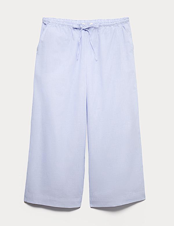 Pure Cotton Striped Cropped Pyjama Bottoms - ID