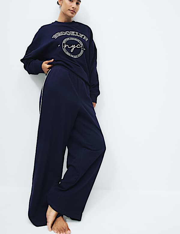 Cotton Rich Loopback Wide Leg Joggers - MX