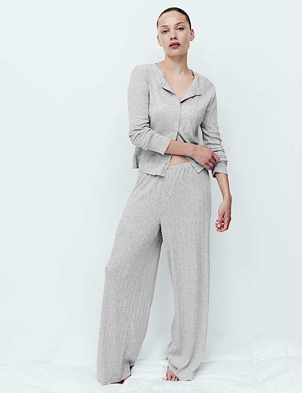 Pointelle Wide Leg Lounge Bottoms