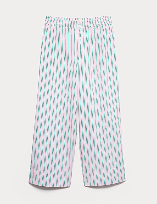Poplin Striped Wide Leg Pyjama Bottoms - US