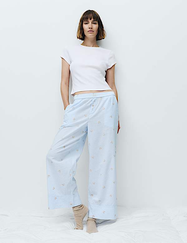 Bas de pyjama en seersucker coton et modal - CH