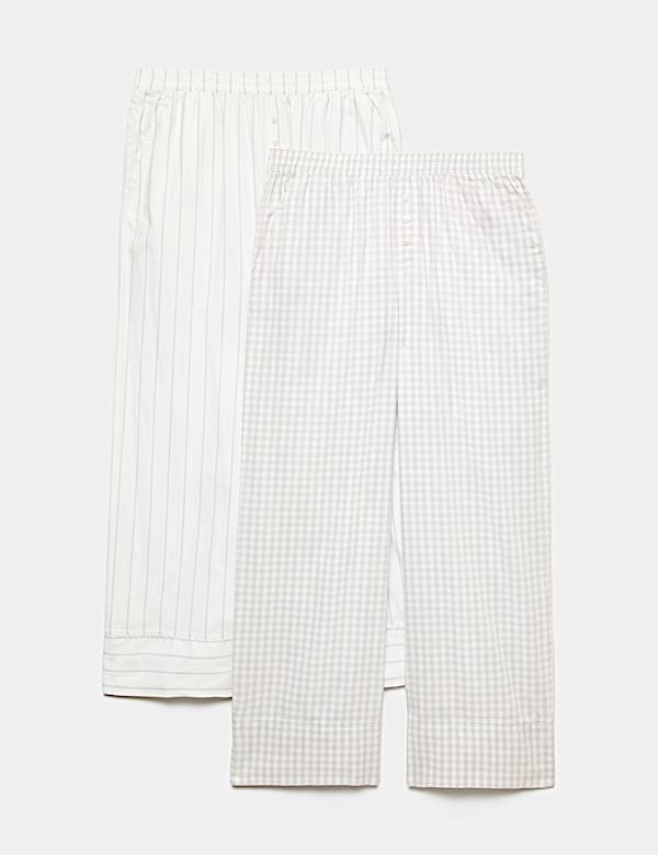 2 Pack Pure Cotton Printed Pyjama Bottoms