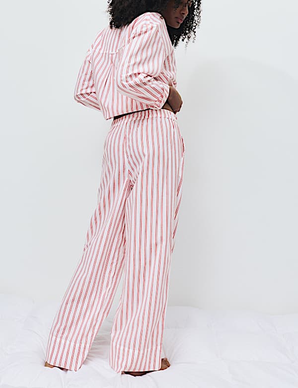 Bas de pyjama coupe large 100 % coton &agrave; rayures - BE