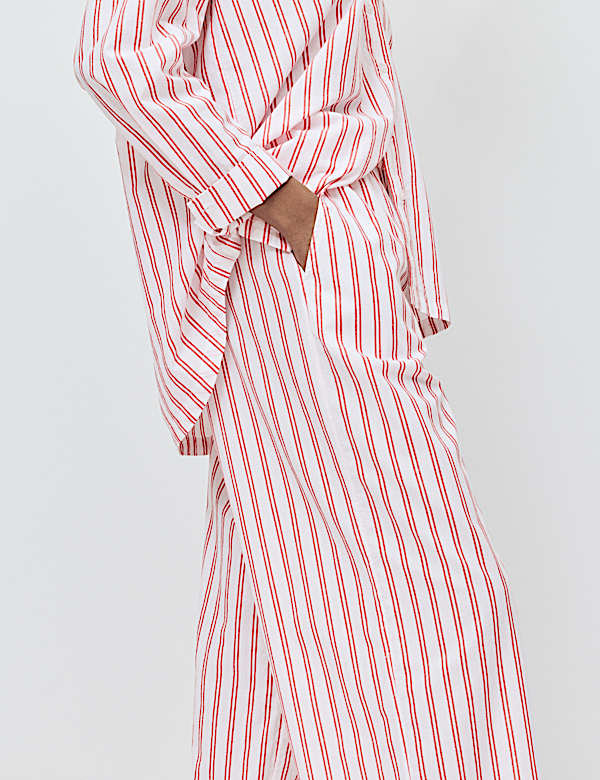 Bas de pyjama coupe large 100 % coton &agrave; rayures - BE