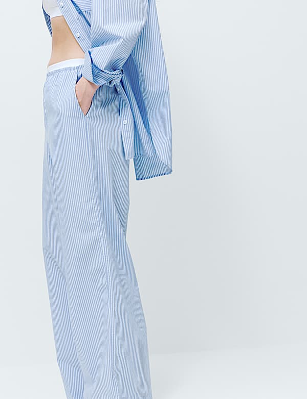 Pure Cotton Poplin Striped Pyjama Bottoms - JE