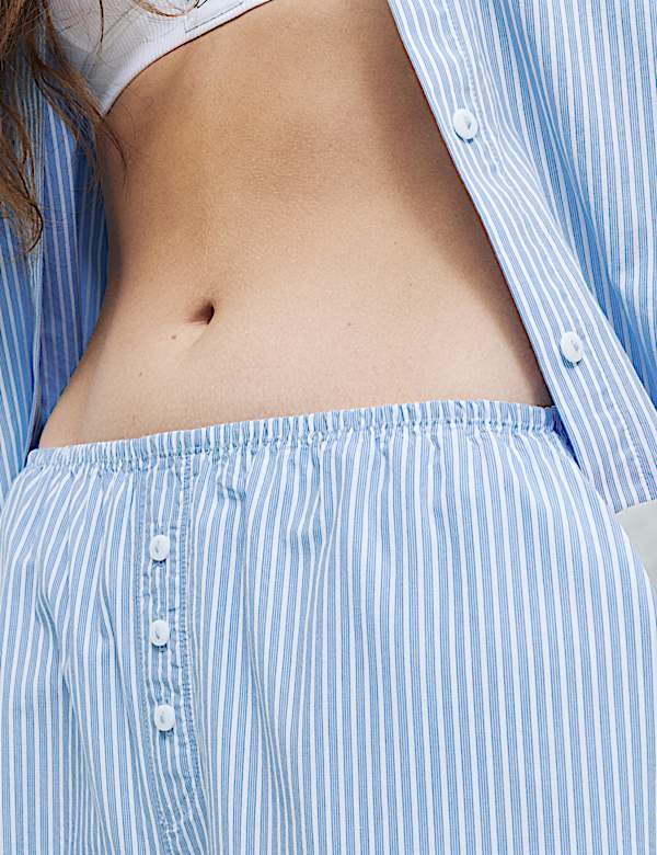 Pure Cotton Poplin Striped Pyjama Bottoms - JE