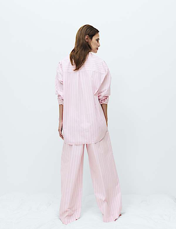 Pure Cotton Poplin Striped Pyjama Bottoms - JE