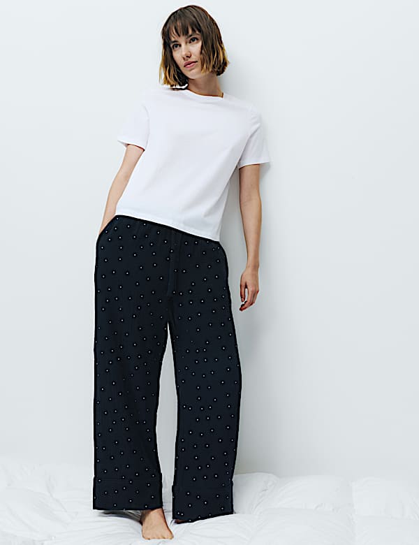 Pure Cotton Striped Muslin Pyjama Bottoms - RS