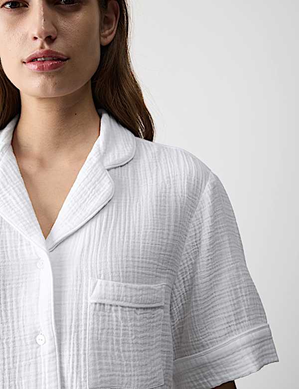 Pure Cotton Muslin Revere Shortie Set - JP