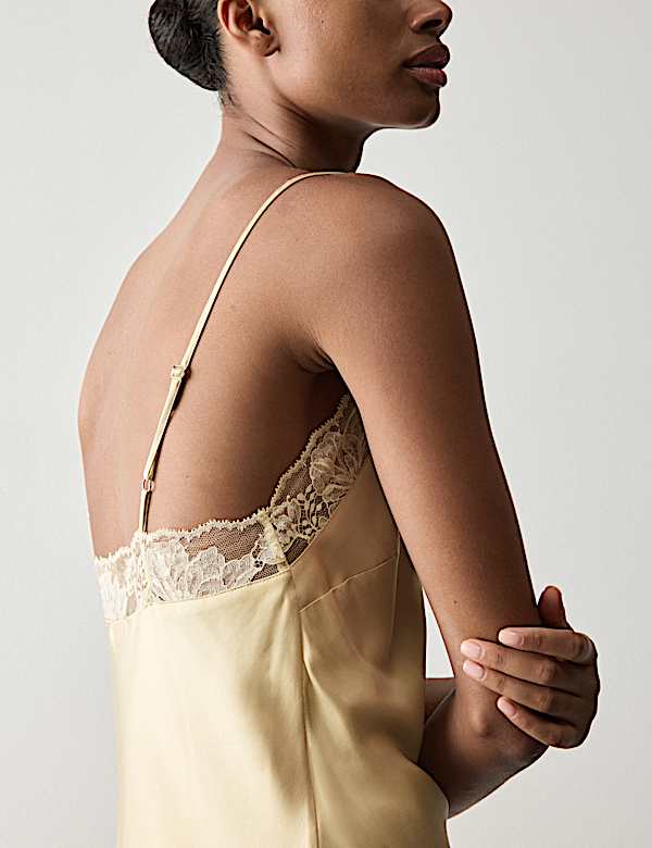 Satin Strappy Lace Detail Chemise - SI