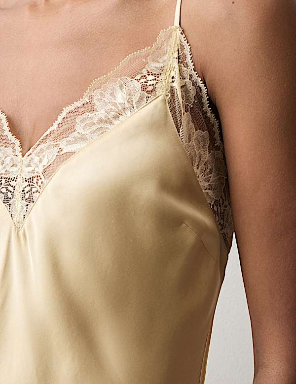 Satin Strappy Lace Detail Chemise - SI