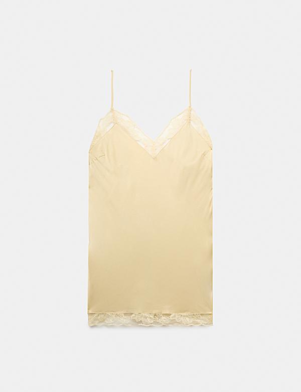 Satin Strappy Lace Detail Chemise - SI