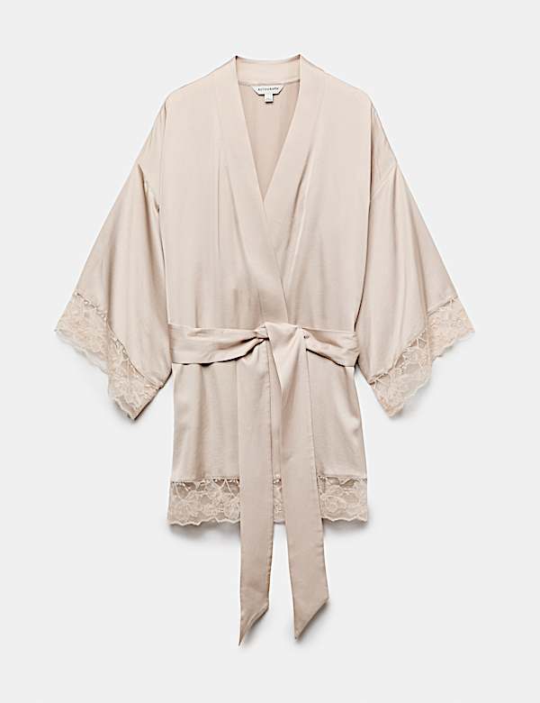Satin Lace Trim Relaxed Fit Short Wrap - AL