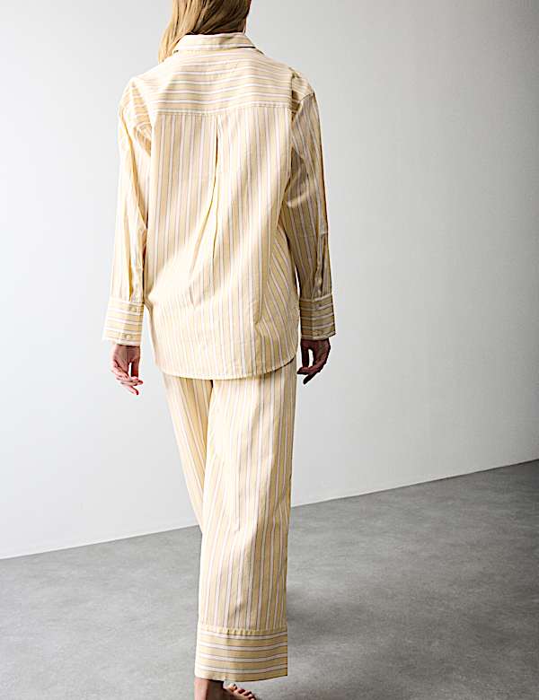 Pure Cotton Striped Revere Pyjama Set - DK