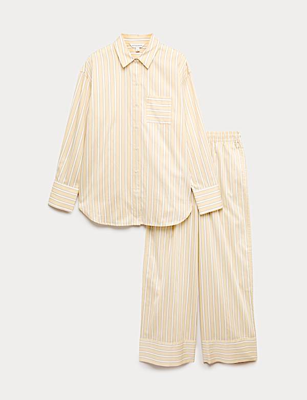 Pure Cotton Striped Revere Pyjama Set - DK