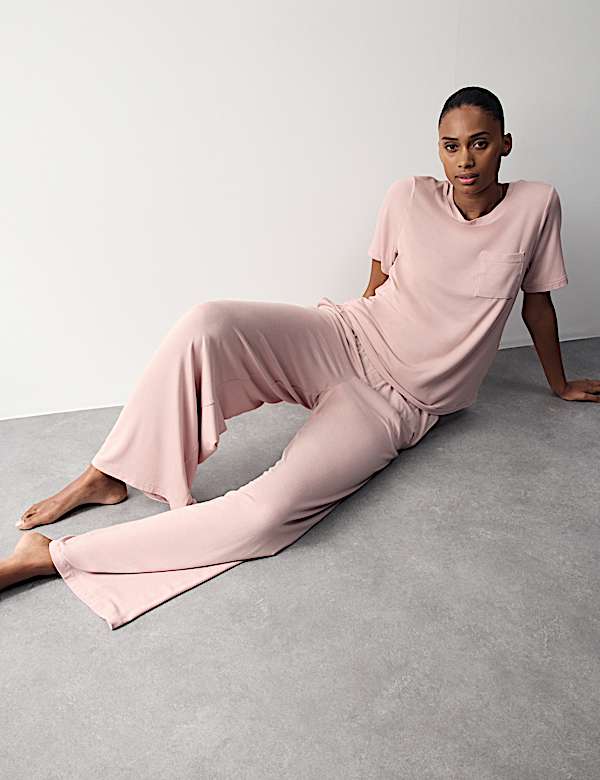 Modal Rich Wide Leg Pyjama Bottoms - TW