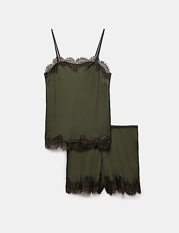 Satin and Lace Cami Pyjama Set - JE