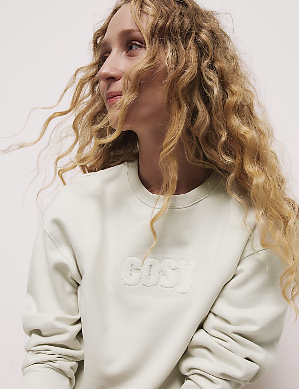 Cotton Rich Cosy Slogan Striped Pyjama Set - PL