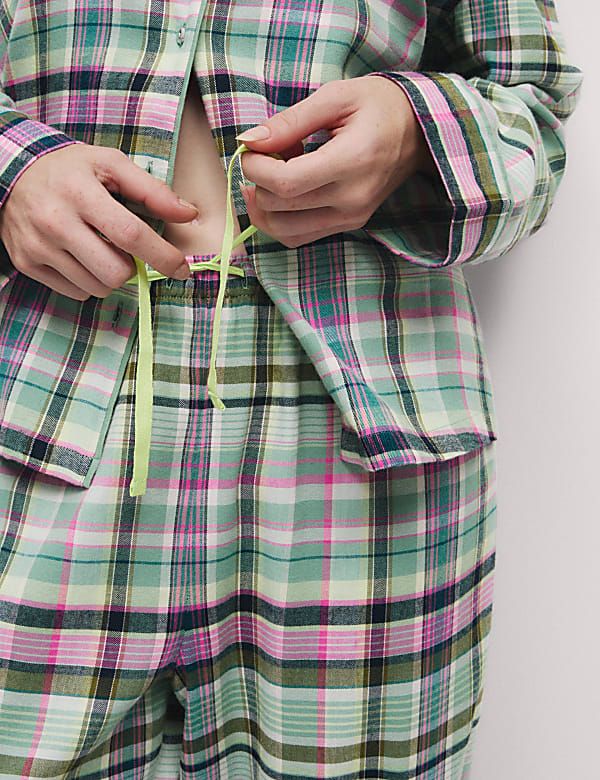 Cotton Blend Checked Pyjama Set - ID