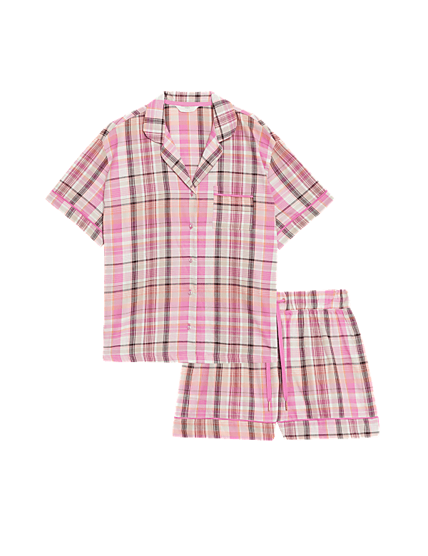 Pure Cotton Checked Shortie Set