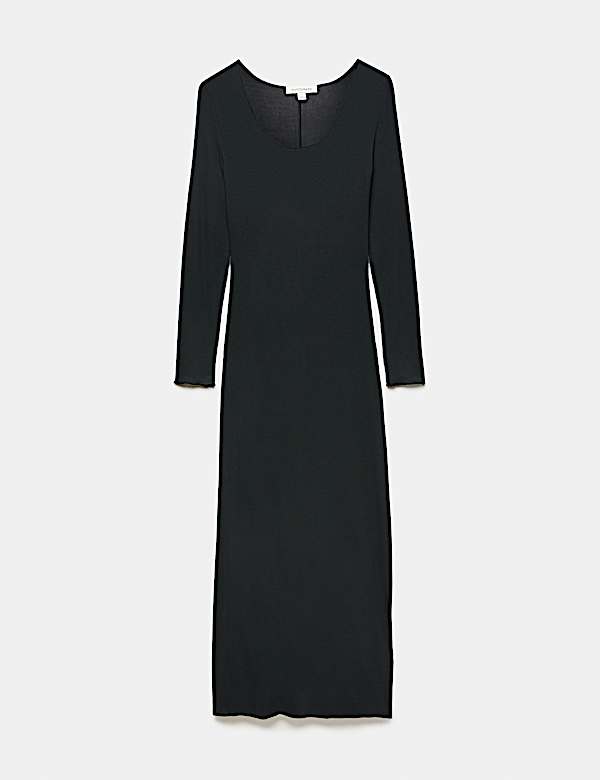 Sheer Ribbed Long Sleeve Nightdress - DK