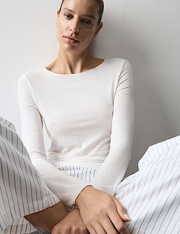 Pure Cotton Striped Wide Leg Pyjama Bottoms