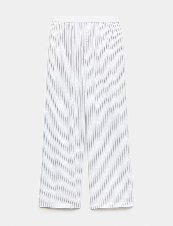 Pure Cotton Striped Wide Leg Pyjama Bottoms