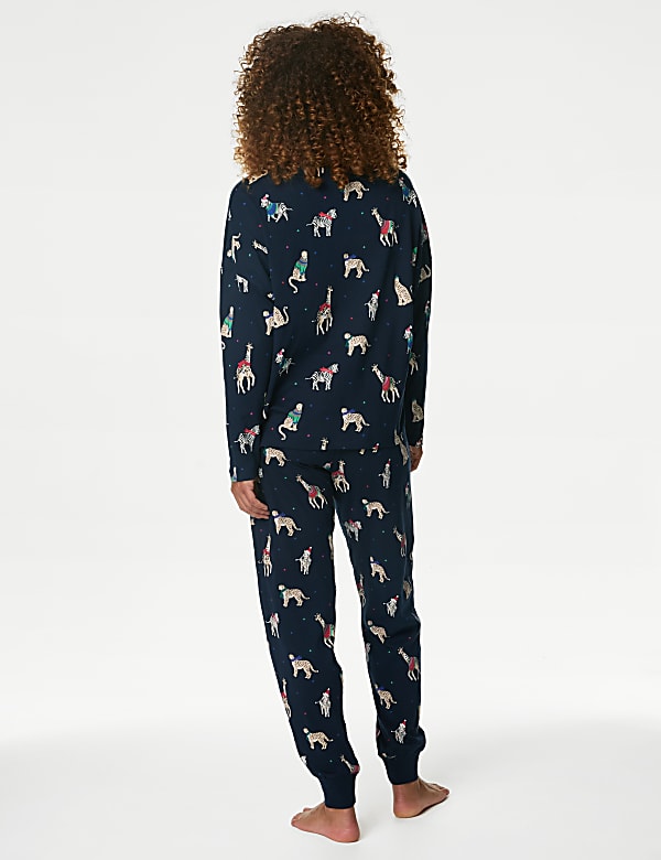 Schlafanzugset für Damen im Familienlook mit Tiermuster zu Weihnachten - AT