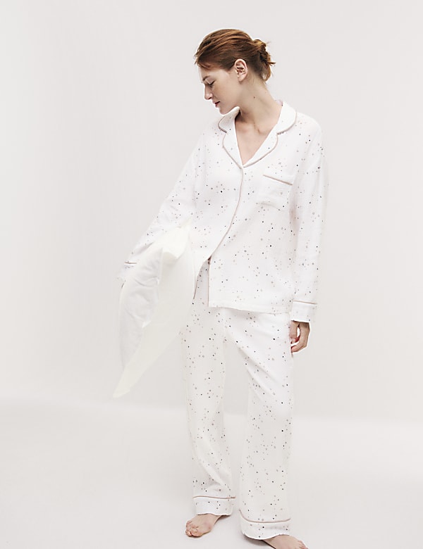 Cool Comfort Star Print Pyjama Set WHITE MIX Pyjamas M S FI