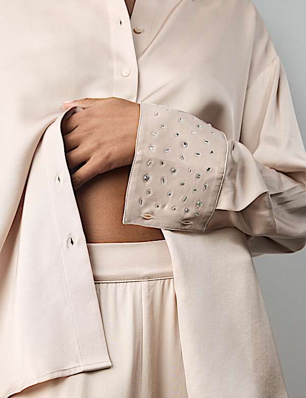 Satin Embellished Pyjama Set - VN