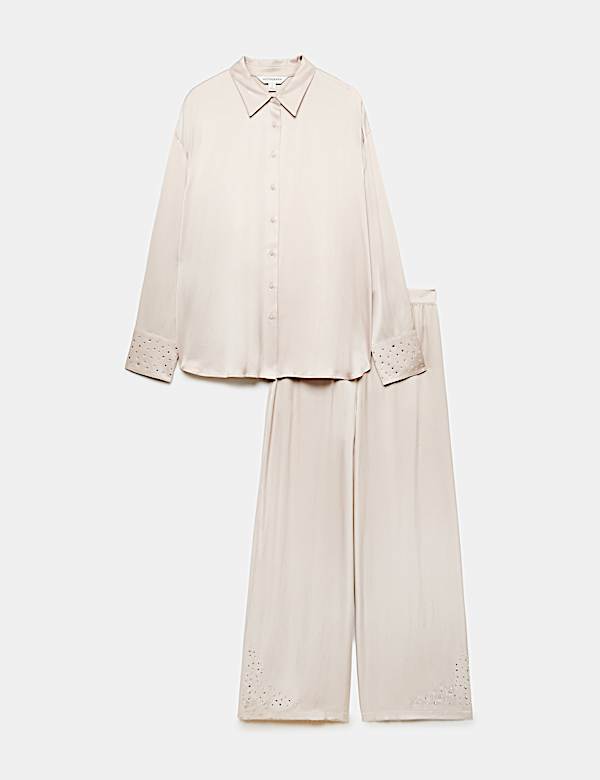 Satin Embellished Pyjama Set - VN