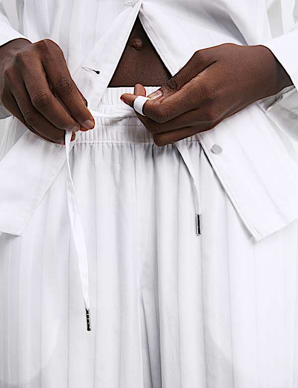 Pure Cotton Sateen Striped Pyjama Set - CN