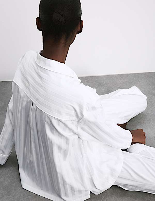 Pure Cotton Sateen Striped Pyjama Set - CN