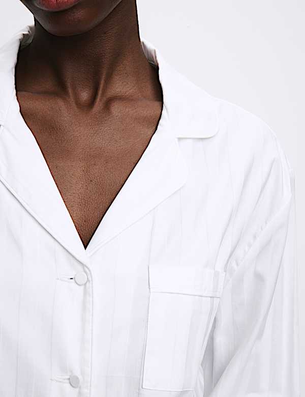 Pure Cotton Sateen Striped Pyjama Set - CN