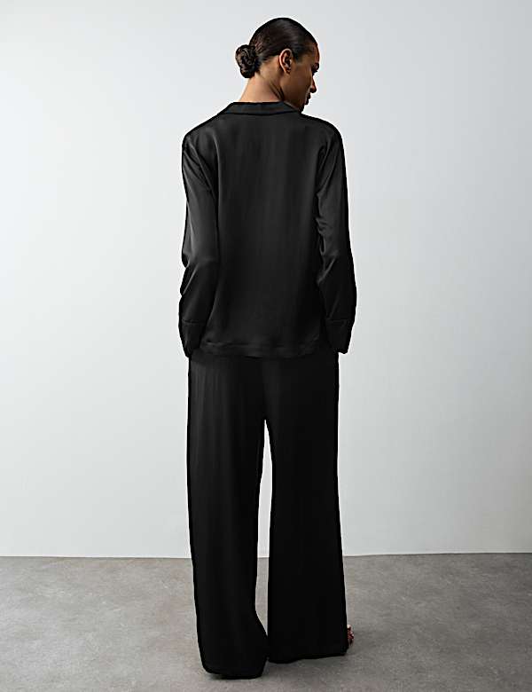 Satin Velvet Detail Pyjama Bottoms - AU