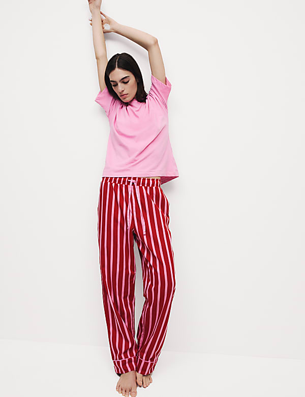 Women's Candy Striped Family Christmas Pyjama Set with Eye Mask - SK