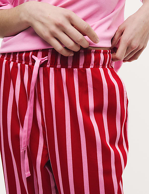 Women's Candy Striped Family Christmas Pyjama Set with Eye Mask - SK