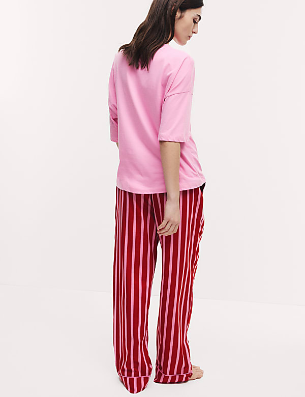 Women's Candy Striped Family Christmas Pyjama Set with Eye Mask - SK