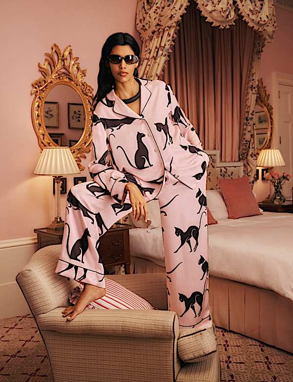 El conjunto de pijama con estampado de gato - US