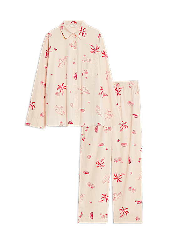 Pure Cotton Printed Revere Pyjama Set