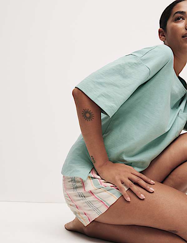 Cotton Rich Striped Shortie Set - SK